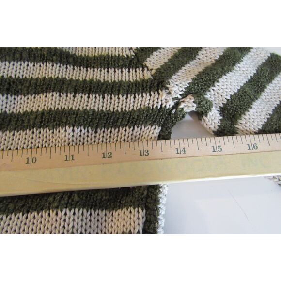 WetSeal Cardigan Long Open Front Olive and White Stripe Ladies M - Picture 6 of 6